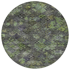 HomeRoots 5' Durable Floral Area Rug for Indoor & Outdoor Use - Easy Maintenance, Stain Resistant Design 8' Round 604146