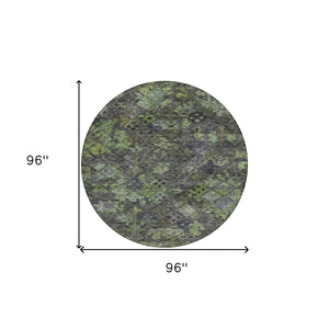 HomeRoots 5' Durable Floral Area Rug for Indoor & Outdoor Use - Easy Maintenance, Stain Resistant Design 8' Round 604146