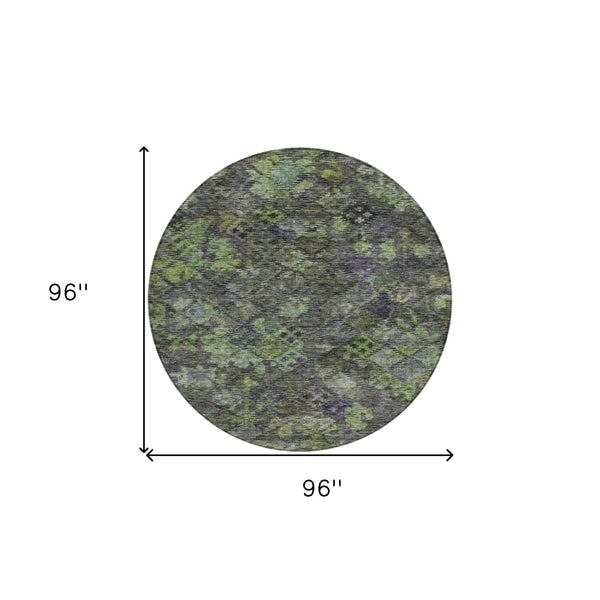 HomeRoots 5' Durable Floral Area Rug for Indoor & Outdoor Use - Easy Maintenance, Stain Resistant Design 8' Round 604146