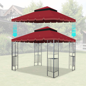 English Elm 10X10 Ft Outdoor Patio Gazebo Replacement Canopy - Double-Tiered Red Cover For Shade & Comfort W419P198361