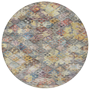 HomeRoots 5' Elegant Floral Area Rug in Gold, Blue & Brown – Durable, Washable Design for Indoor & Outdoor Use 8' Round 604152