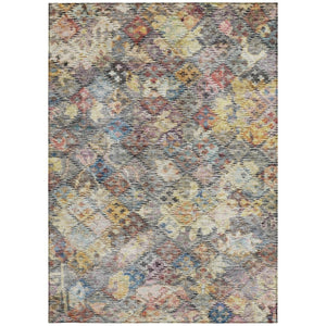 HomeRoots 9' X 12' Durable Floral Area Rug in Gold, Blue & Brown - Washable, Versatile for Indoor/Outdoor Use 604154