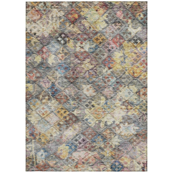 HomeRoots 9' X 12' Durable Floral Area Rug in Gold, Blue & Brown - Washable, Versatile for Indoor/Outdoor Use 604154