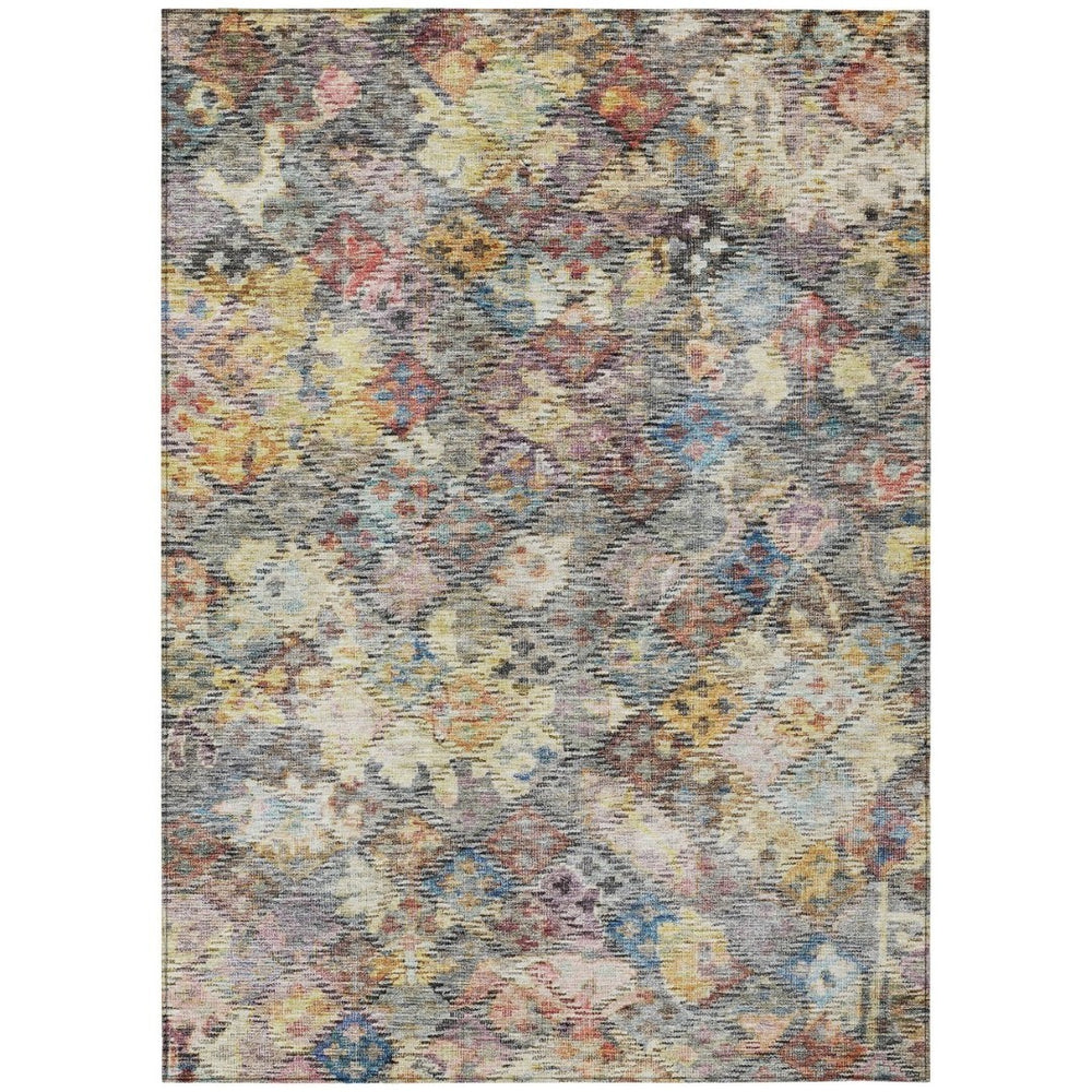 HomeRoots 9' X 12' Durable Floral Area Rug in Gold, Blue & Brown - Washable, Versatile for Indoor/Outdoor Use 604154