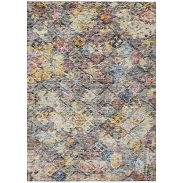 HomeRoots 9' X 12' Durable Floral Area Rug in Gold, Blue & Brown - Washable, Versatile for Indoor/Outdoor Use 604154
