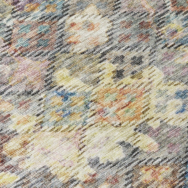 HomeRoots 9' X 12' Durable Floral Area Rug in Gold, Blue & Brown - Washable, Versatile for Indoor/Outdoor Use 604154