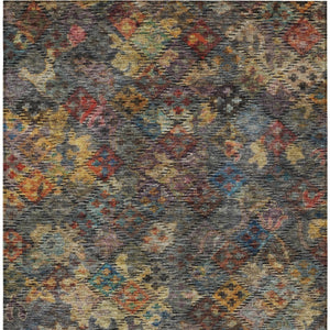 HomeRoots 5' Timeless Floral Area Rug in Gray-Green and Terra Cotta - Durable, Washable for Indoor/Outdoor Use 8' X 10' 604159
