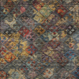 HomeRoots 5' Timeless Floral Area Rug in Gray-Green and Terra Cotta - Durable, Washable for Indoor/Outdoor Use 8' X 10' 604159