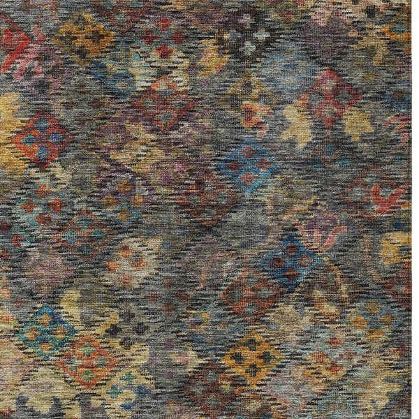 HomeRoots 9' Indoor Outdoor Floral Area Rug – Gray Green & Terra Cotta, Machine Washable for Easy Care! 604160