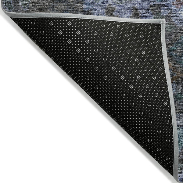 HomeRoots 5' Vibrant Teal Blue and Charcoal Floral Washable Area Rug – Perfect for Indoor and Outdoor Spaces! 10' X 14' 604167