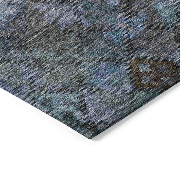 HomeRoots 5' Vibrant Teal Blue and Charcoal Floral Washable Area Rug – Perfect for Indoor and Outdoor Spaces! 10' X 14' 604167