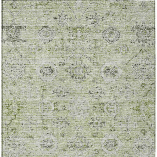 Homeroots 3' Artichoke Green Damask Washable Indoor Outdoor Area Rug – Durable, Stylish, And Stain Resistant 3' X 5' Polyester 604174
