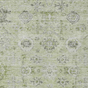 Homeroots 3' Artichoke Green Damask Washable Indoor Outdoor Area Rug – Durable, Stylish, And Stain Resistant 3' X 5' Polyester 604174