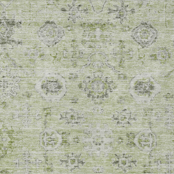 Homeroots 3' Artichoke Green Damask Washable Indoor Outdoor Area Rug – Durable, Stylish, And Stain Resistant 3' X 5' Polyester 604174