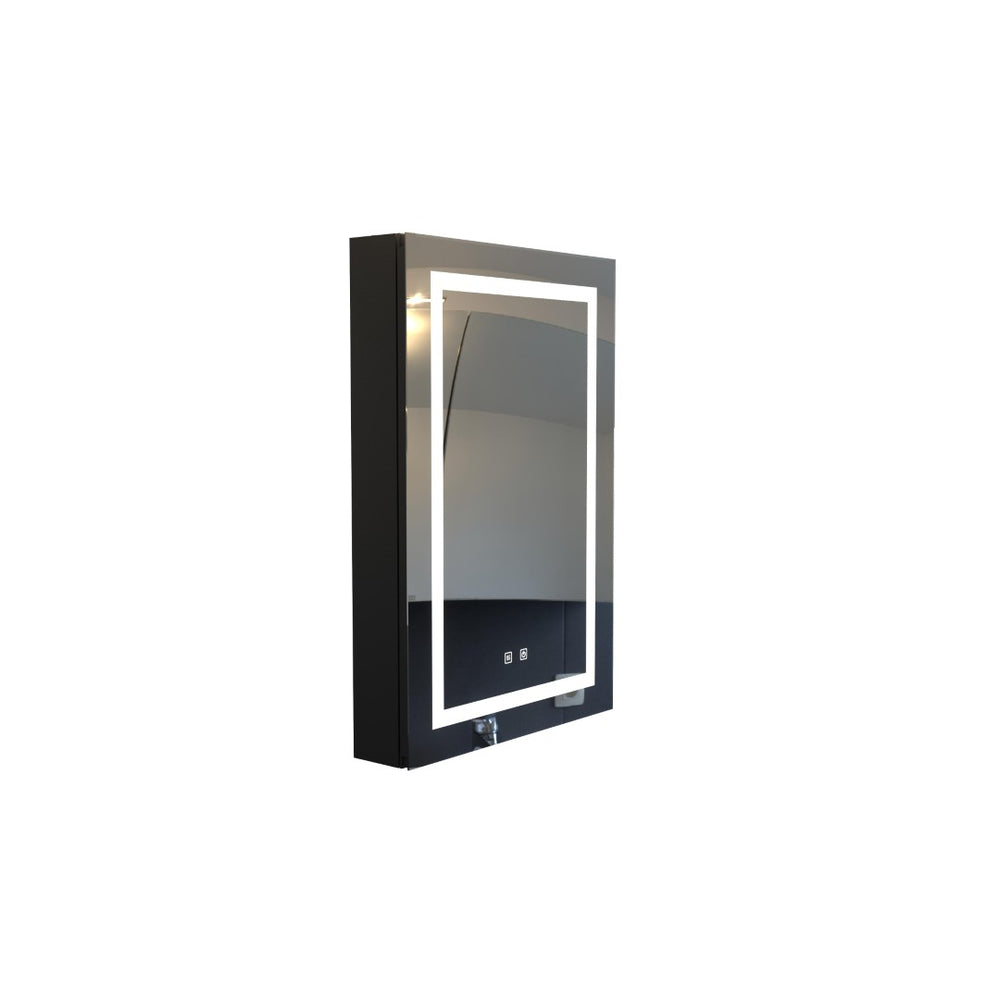 English Elm Bathroom Matte Black Aluminum Medicine Cabinet with Led Lighting and Defogging Mirror T3785P491989