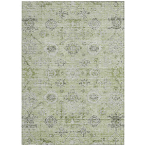 Homeroots 3' Artichoke Green Damask Washable Indoor Outdoor Area Rug – Durable, Stylish, And Stain Resistant 9' X 12' Polyester 604178