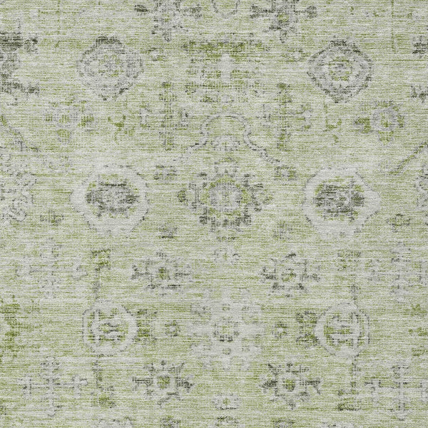 Homeroots 3' Artichoke Green Damask Washable Indoor Outdoor Area Rug – Durable, Stylish, And Stain Resistant 9' X 12' Polyester 604178