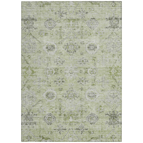 Homeroots 3' Artichoke Green Damask Washable Indoor Outdoor Area Rug – Durable, Stylish, And Stain Resistant 10' X 14' Polyester 604179