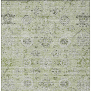 Homeroots 3' Artichoke Green Damask Washable Indoor Outdoor Area Rug – Durable, Stylish, And Stain Resistant 10' X 14' Polyester 604179