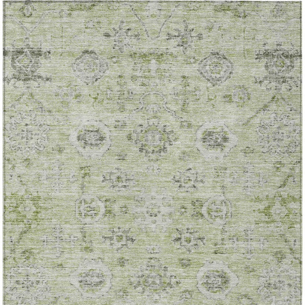 Homeroots 3' Artichoke Green Damask Washable Indoor Outdoor Area Rug – Durable, Stylish, And Stain Resistant 10' X 14' Polyester 604179