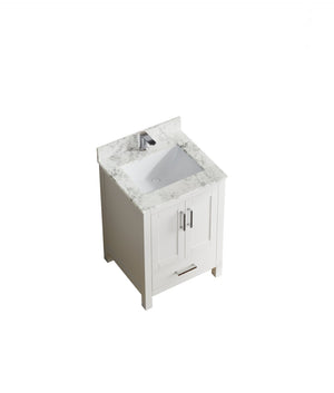 English Elm 23" Freestanding Bathroom Vanity Solid Wood White Cabinet Carrara Sink Included T3785P383040