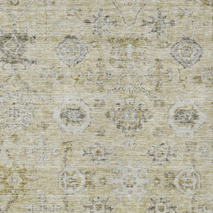 Homeroots 3' Artichoke Green Damask Washable Indoor Outdoor Area Rug – Durable, Stylish, And Stain Resistant 3' X 5' Polyester 604180