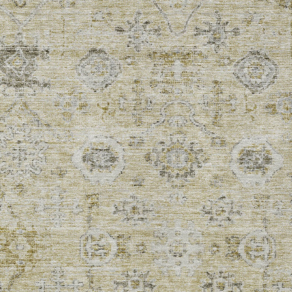 Homeroots 3' Artichoke Green Damask Washable Indoor Outdoor Area Rug – Durable, Stylish, And Stain Resistant 3' X 5' Polyester 604180