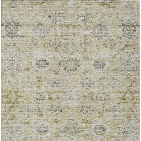 Homeroots 3' Artichoke Green Damask Washable Indoor Outdoor Area Rug – Durable, Stylish, And Stain Resistant 5' X 8' Polyester 604181