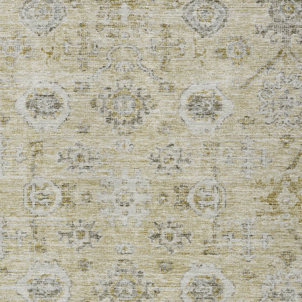 Homeroots 3' Artichoke Green Damask Washable Indoor Outdoor Area Rug – Durable, Stylish, And Stain Resistant 5' X 8' Polyester 604181