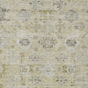 Homeroots 3' Artichoke Green Damask Washable Indoor Outdoor Area Rug – Durable, Stylish, And Stain Resistant 8' X 10' Polyester 604183