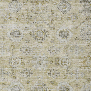 Homeroots 3' Artichoke Green Damask Washable Indoor Outdoor Area Rug – Durable, Stylish, And Stain Resistant 9' X 12' Polyester 604184