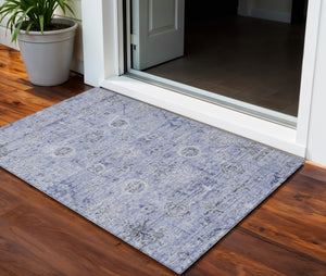 Homeroots 3' Artichoke Green Damask Washable Indoor Outdoor Area Rug – Durable, Stylish, And Stain Resistant 3' X 5' Polyester 604186