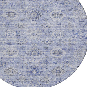 Homeroots 3' Artichoke Green Damask Washable Indoor Outdoor Area Rug – Durable, Stylish, And Stain Resistant 8' Round Polyester 604188