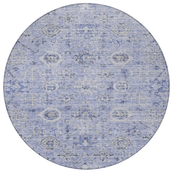 Homeroots 3' Artichoke Green Damask Washable Indoor Outdoor Area Rug – Durable, Stylish, And Stain Resistant 8' Round Polyester 604188