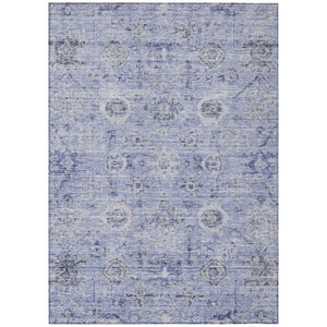 HomeRoots 5' Blue and Gray Damask Area Rug - Elegant, Durable Design for Indoor and Outdoor Spaces, Washable 10' X 14' 604191