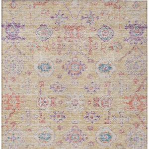 Homeroots 3' Artichoke Green Damask Washable Indoor Outdoor Area Rug – Durable, Stylish, And Stain Resistant 5' X 8' Polyester 604193