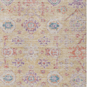 Homeroots 3' Artichoke Green Damask Washable Indoor Outdoor Area Rug – Durable, Stylish, And Stain Resistant 5' X 8' Polyester 604193