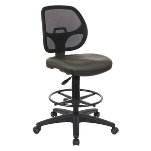OSP Home Furnishings Deluxe Ergonomic Drafting Chair with Mesh Back Dillon Fabric Seat and Adjustable Footring Dillon Graphite DC2990V-R111