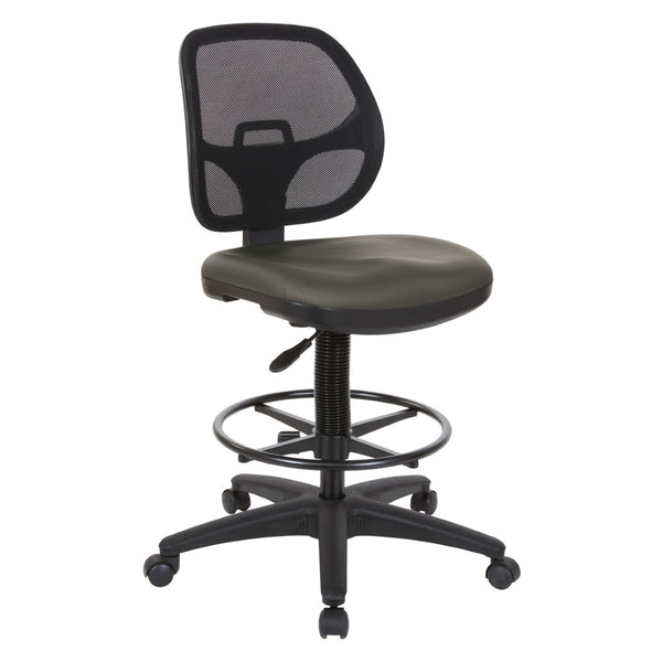 OSP Home Furnishings Deluxe Ergonomic Drafting Chair with Mesh Back Dillon Fabric Seat and Adjustable Footring Dillon Graphite DC2990V-R111
