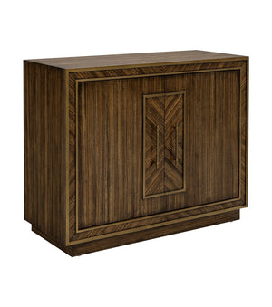 Basset Mirror Claudia Accent Cabinet - Contemporary Art Deco Design With Gold Accents And Adjustable Storage Shelf Brown Rubberwood,Mdf,Quarter Zebra Veneer 6042-lr-508