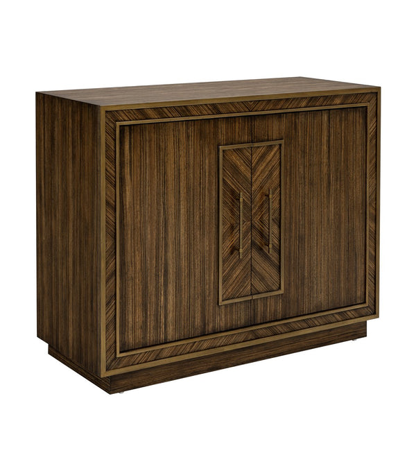Basset Mirror Claudia Accent Cabinet - Contemporary Art Deco Design With Gold Accents And Adjustable Storage Shelf Brown Rubberwood,Mdf,Quarter Zebra Veneer 6042-lr-508