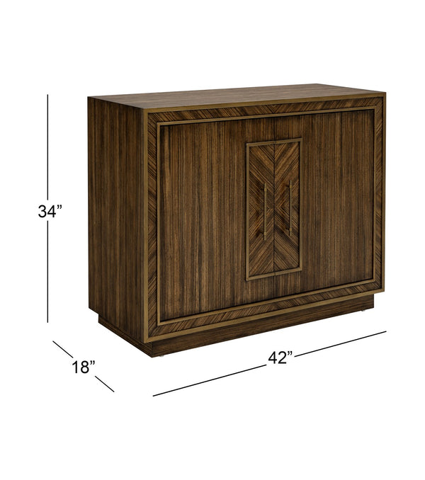 Basset Mirror Claudia Accent Cabinet - Contemporary Art Deco Design With Gold Accents And Adjustable Storage Shelf Brown Rubberwood,Mdf,Quarter Zebra Veneer 6042-lr-508