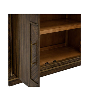 Basset Mirror Claudia Accent Cabinet - Contemporary Art Deco Design With Gold Accents And Adjustable Storage Shelf Brown Rubberwood,Mdf,Quarter Zebra Veneer 6042-lr-508