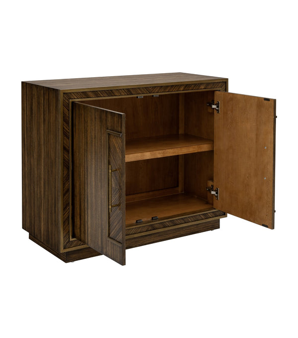Basset Mirror Claudia Accent Cabinet - Contemporary Art Deco Design With Gold Accents And Adjustable Storage Shelf Brown Rubberwood,Mdf,Quarter Zebra Veneer 6042-lr-508