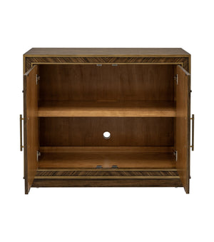 Basset Mirror Claudia Accent Cabinet - Contemporary Art Deco Design With Gold Accents And Adjustable Storage Shelf Brown Rubberwood,Mdf,Quarter Zebra Veneer 6042-lr-508