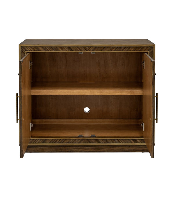 Basset Mirror Claudia Accent Cabinet - Contemporary Art Deco Design With Gold Accents And Adjustable Storage Shelf Brown Rubberwood,Mdf,Quarter Zebra Veneer 6042-lr-508
