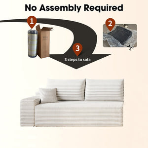 English Elm Y119-3r-white Plush Corduroy Modular Sectional with Reversible Chaise for Living Rooms W2824P338976