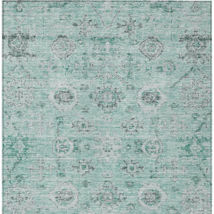 Homeroots 3' Artichoke Green Damask Washable Indoor Outdoor Area Rug – Durable, Stylish, And Stain Resistant 10' X 14' Polyester 604203