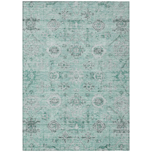 Homeroots 3' Artichoke Green Damask Washable Indoor Outdoor Area Rug – Durable, Stylish, And Stain Resistant 10' X 14' Polyester 604203