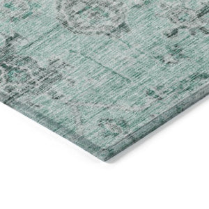 Homeroots 3' Artichoke Green Damask Washable Indoor Outdoor Area Rug – Durable, Stylish, And Stain Resistant 10' X 14' Polyester 604203